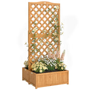 Fioriera con Griglia in Legno per Piante Rampicanti con 2 Contenitori Pieghevoli ¨C zephmum ¨C Legno Naturale 73x70x170 cm