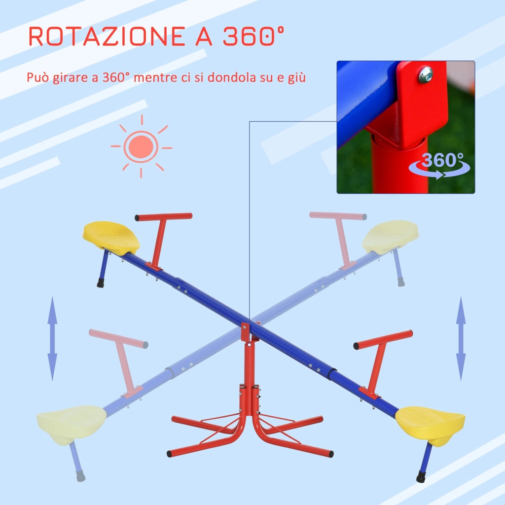 Altalena per Bambini da Giardino 182x77x43 cm in Metallo Multicolor