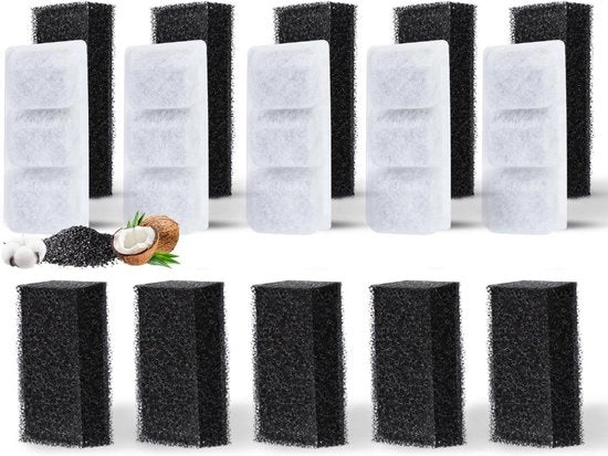Filtro per acque reflue per filtrazione multipla - set di 15 filtri a carbone attivo e 10 filtri a spugna