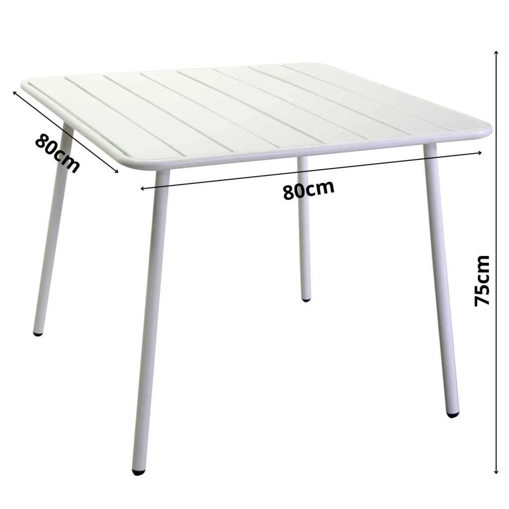 Tavolo da Giardino 80x80xh72 cm in Metallo Rovigo Bianco