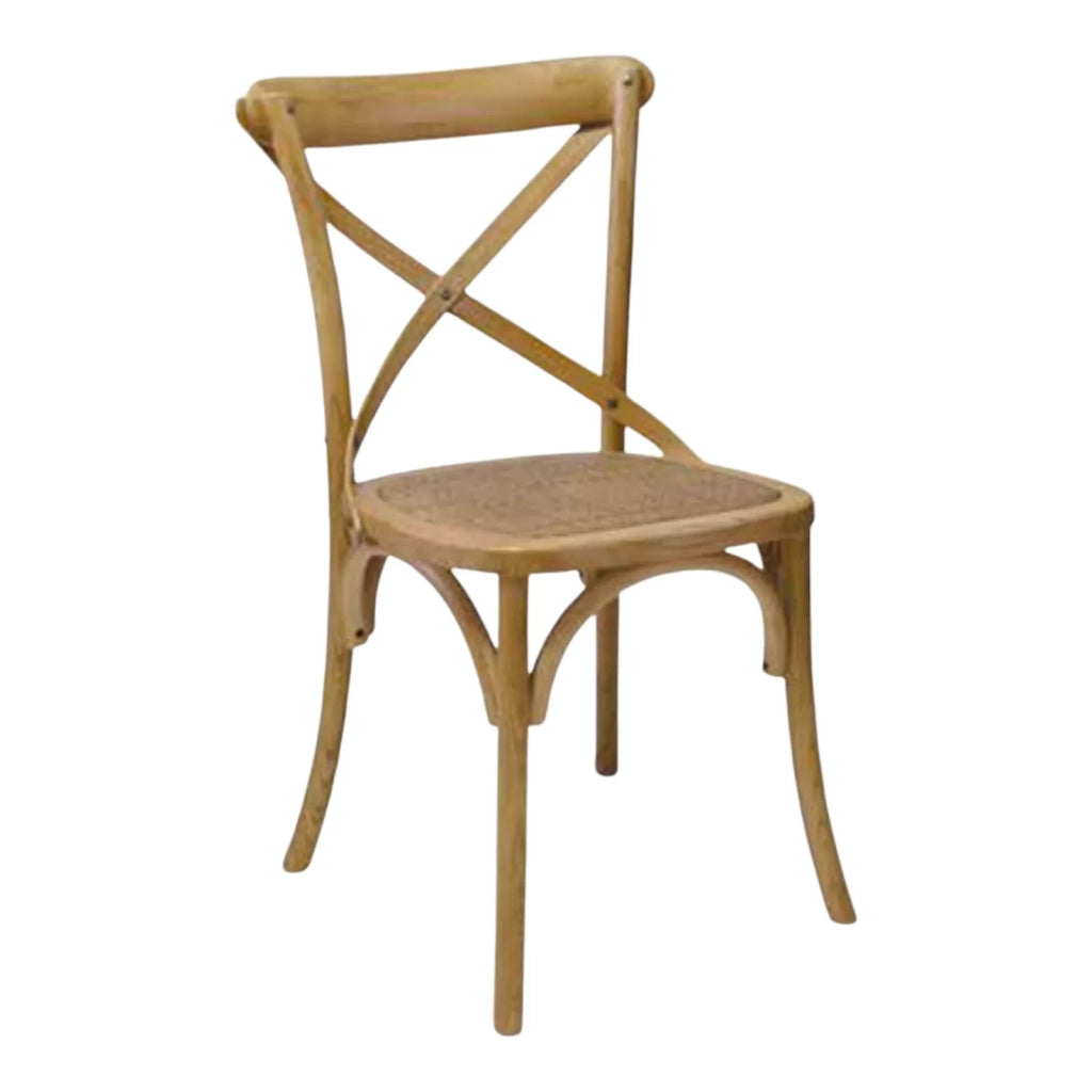 Set 2 sedie cross bistrot shabby vintage legno olmo seduta rivestita rattan naturale (914) - Mobili 2G