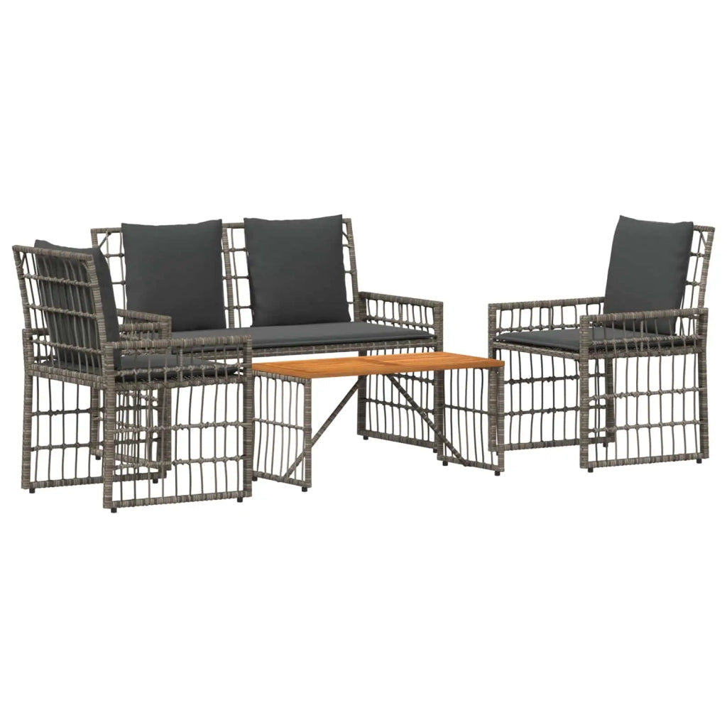 Set di Mobili da Esterno 4 pz | Set Salotto da Giardino Nero e Grigio scuro