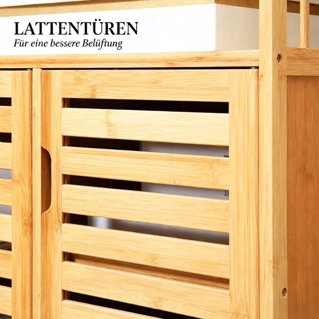 Credenza in bambù naturale 100x35x82 cm con ante