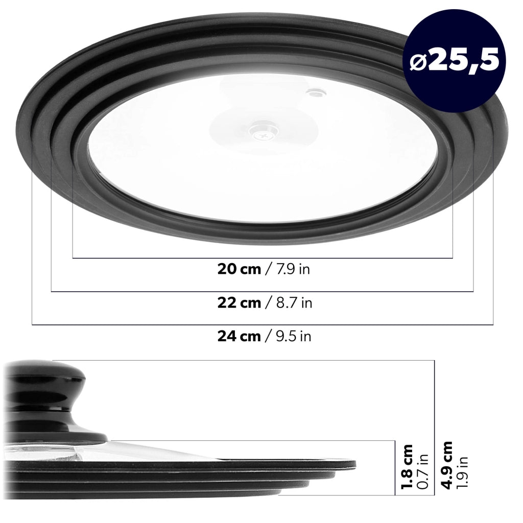 Coperchio KADAX in vetro e silicone 20/22/24 cm