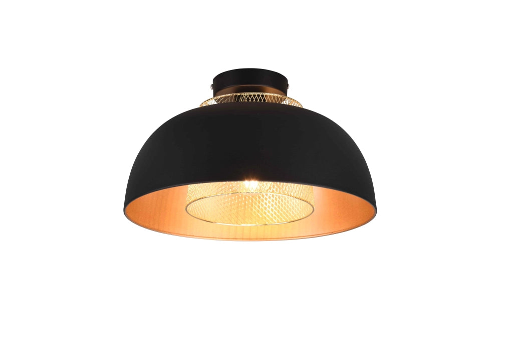 Plafoniera, metallo, nero e oro, D 35 cm, Punch