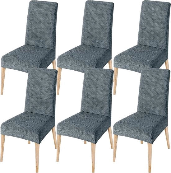 Set di copricuscini per poltrone da sala da pranzo - 6 pezzi - copricuscini estensibili - grigio