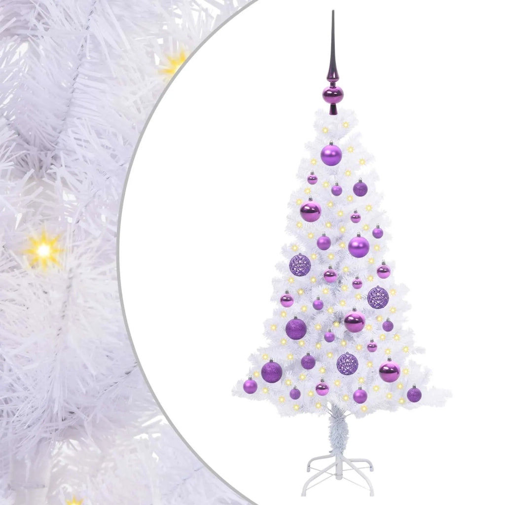 Albero di Natale | Decorazioni natalizie artificiale Bianco 120 cm PVC e Acciaio