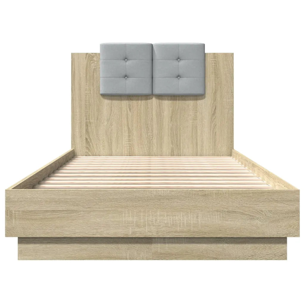 Giroletto con Testiera e LED-Struttura Letto con testiera Rovere Sonoma 75x190 cm 416444