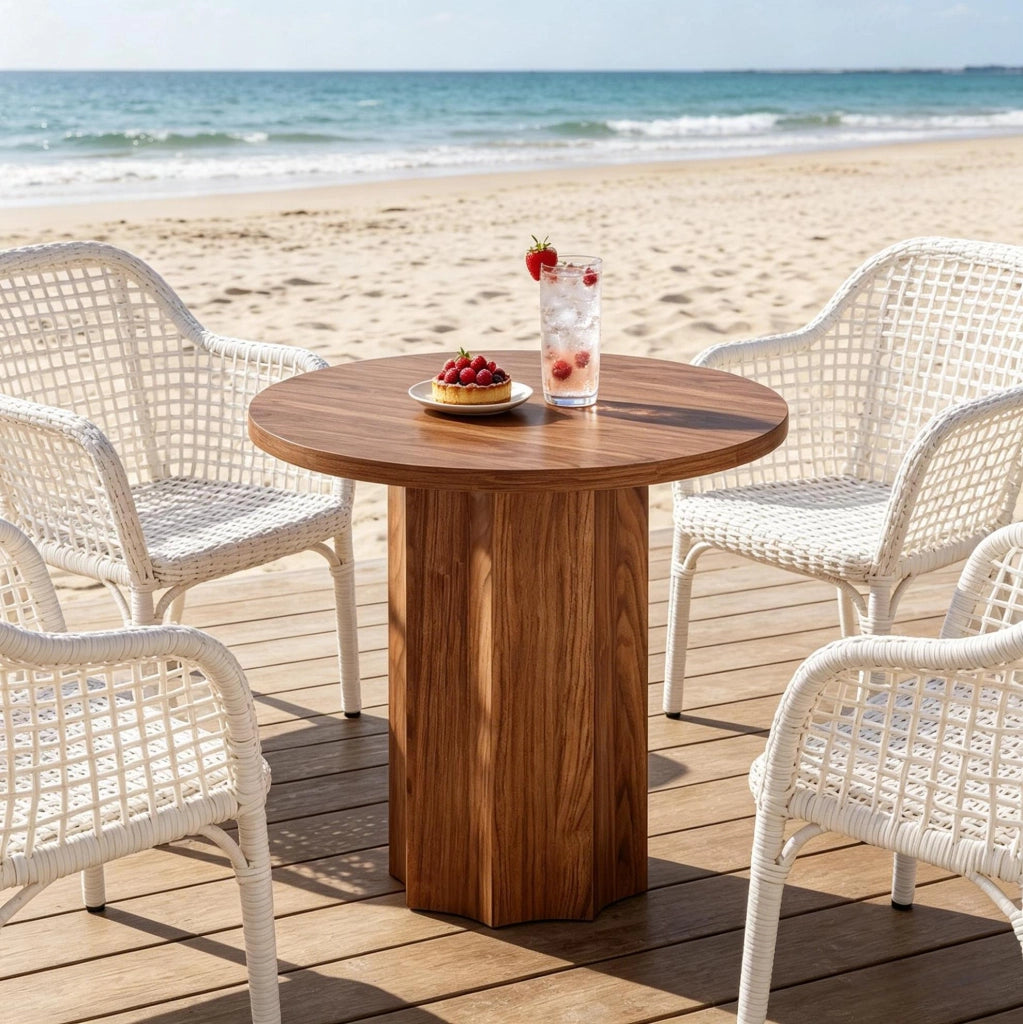 Tavolo da pranzo rotondo 80x80x75 cm in MDF marrone per 2-4 persone