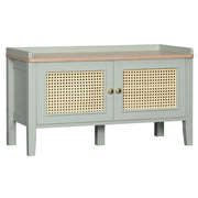 Scarpiera con ripiani e ante in rattan ¨C Zephmum ¨C Verde 80x30x90