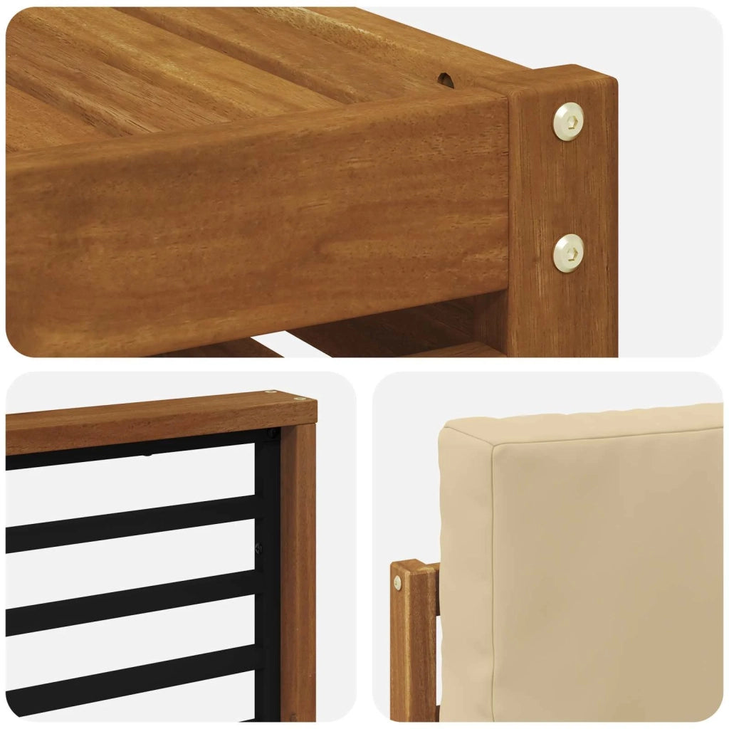 Set di divani da esterno 7 pz Naturale e Beige Poliestere 3374943
