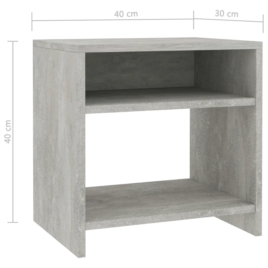 Comodino | Armadio da Notte | Mobiletto da notte Grigio Cemento 40x30x40 cm in Legno Multistrato