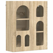 Mobiletto a parete moderno con ripiani 59 x 20 x 71 cm pratico contenitore stile minimalista legno ingegnerizzato rovere Sonoma 02_0054784