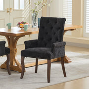 Sedia da Pranzo Imbottita in Tessuto Chenille ¨C Xylo ¨C Gambe in Legno Massello, Grigio Scuro