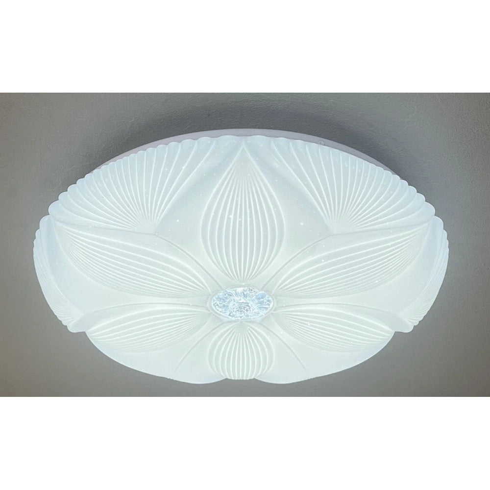 Trade Shop - Plafoniera Led Soffitto Decoro Fiore 45w Bianco Lampada Luce Fredda 6500k Ip20 71771 -