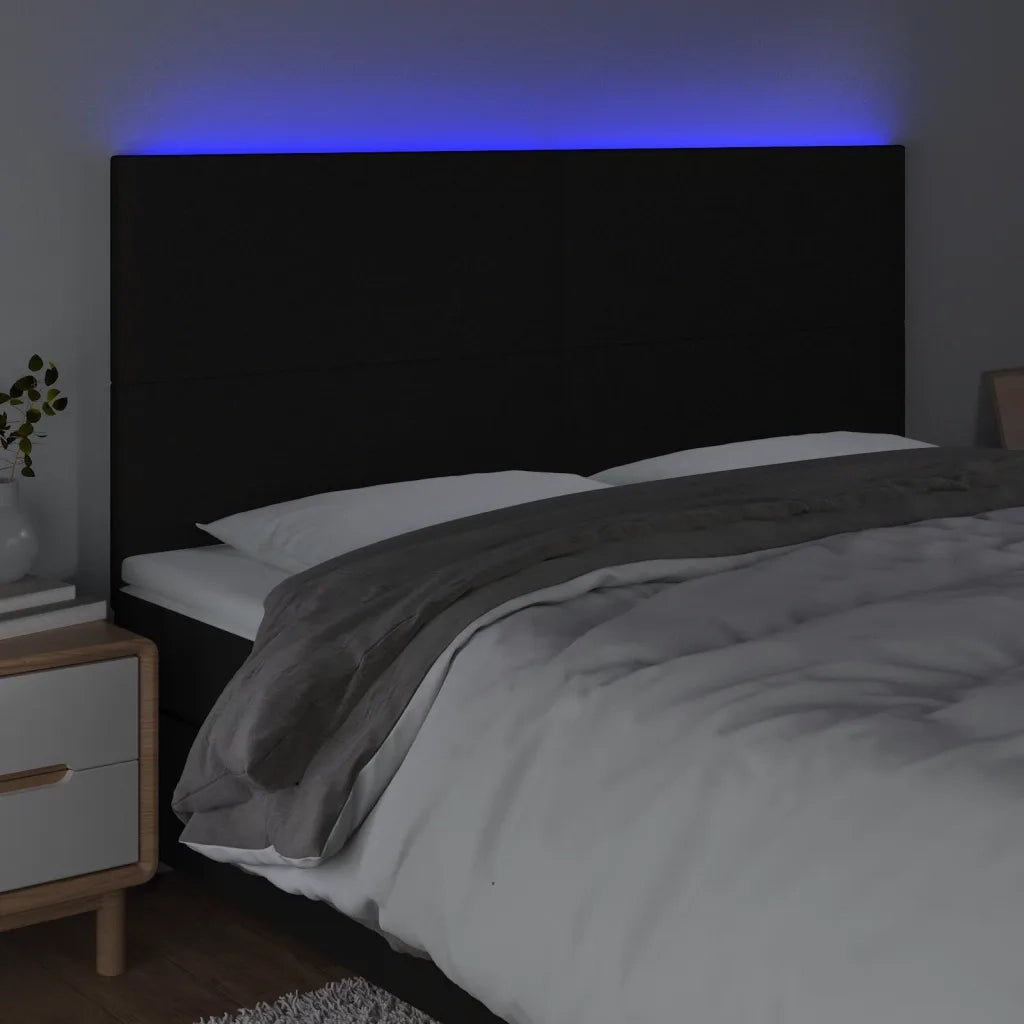 Testiera | Testata a LED Nera 160x5x118/128 cm in Tessuto