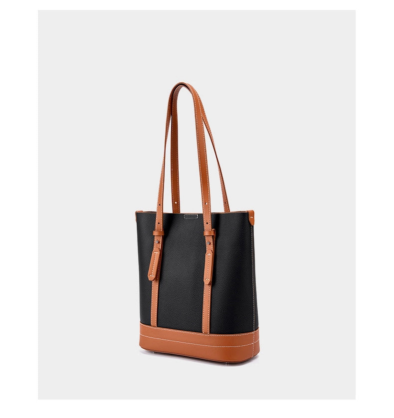 Borsa a mano e a tracolla da donna in vera pelle nera