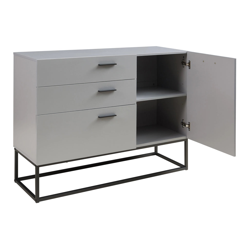 Comò Lavangen con Anta e 3 Cassetti 75 x 100 x 35 cm Nero / Grigio Chiaro [en.casa]