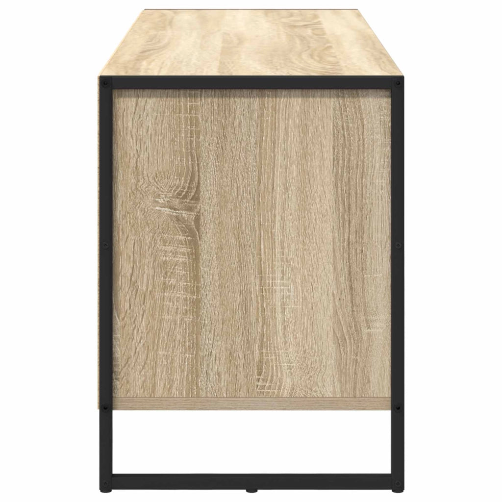 Mobile TV industriale con vani a giorno 100 x 36 x 49 cm realizzato in legno ingegnerizzato Sonoma 02_0054566