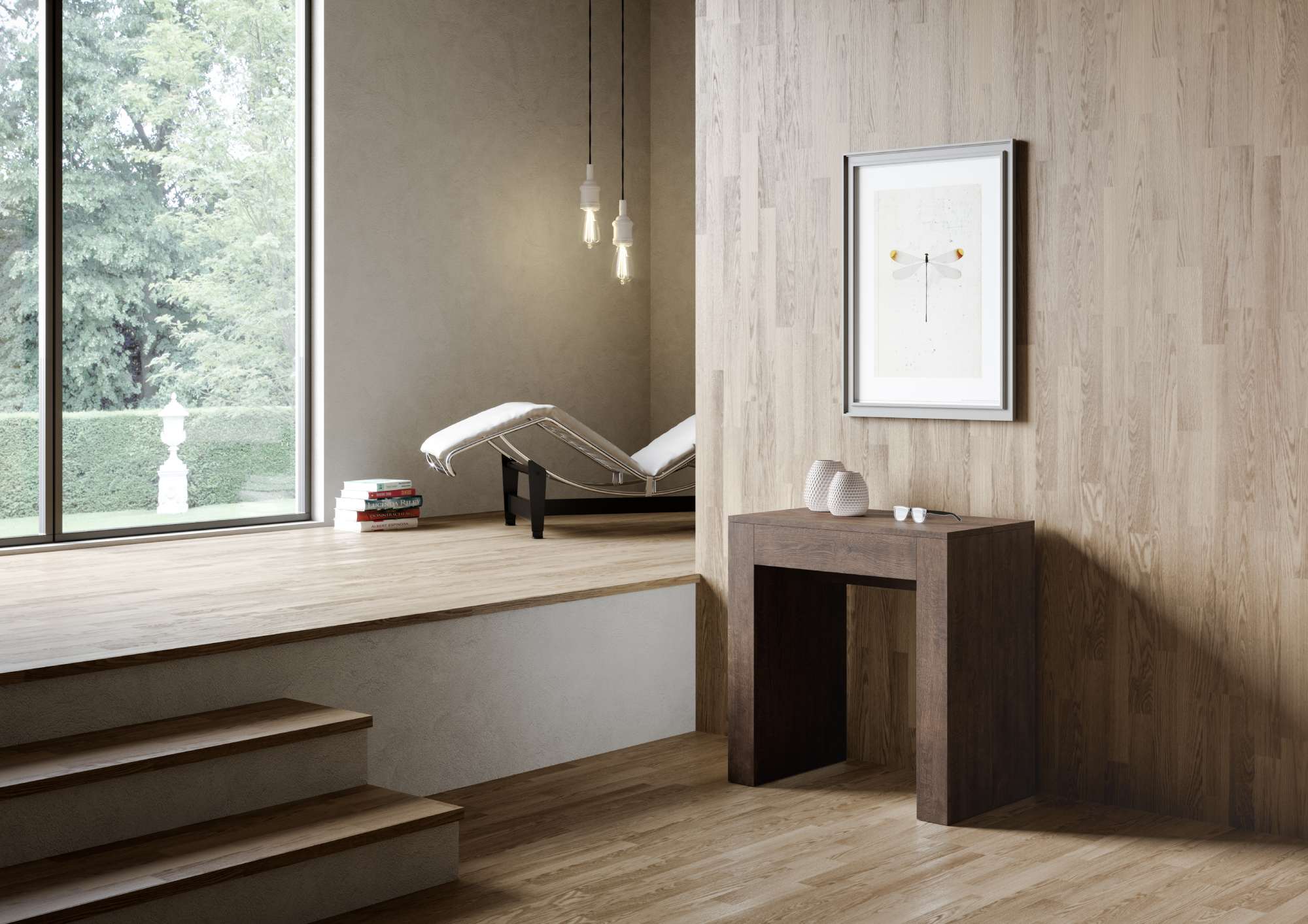 Consolle Allungabile 78-299x47x80 cm in Nobilitato Marrone