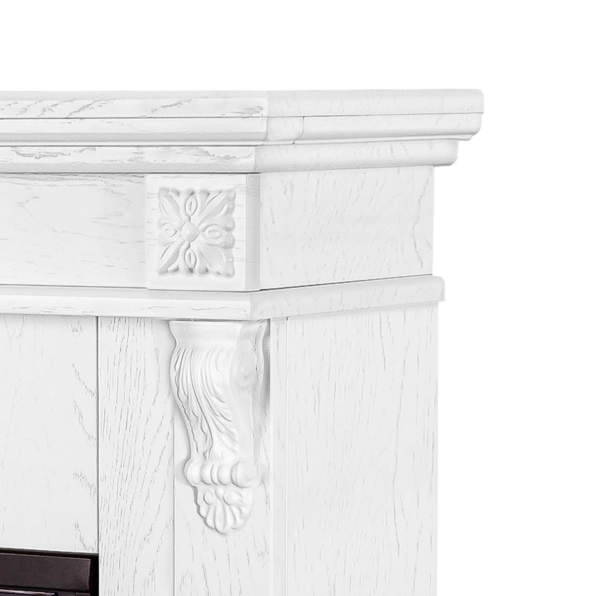 Camino Elettrico da Pavimento 90x100x30 cm Effetto Fiamma 1500W Solomon & Lorance Bianco