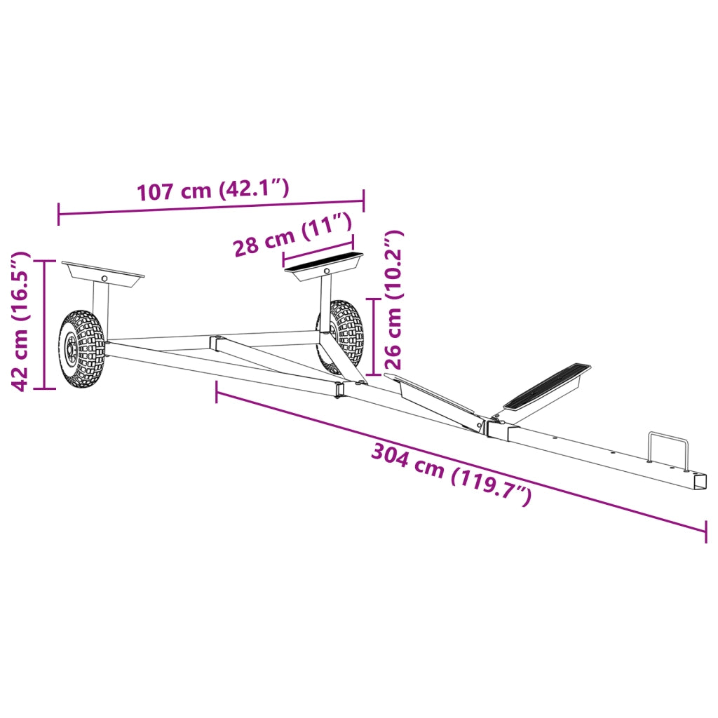 Rimorchio Barca 212-302 cm Lunghezza Regolabile 160 kg Acciaio
