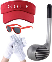 Kit di Golf per Adulti/Bambini - Abbigliamento da 76 cm - Cestino da Golf Inflato - Occhiali da Sole - Cappello da Golf - Guanti Bianchi - Costume da Golf per Feste