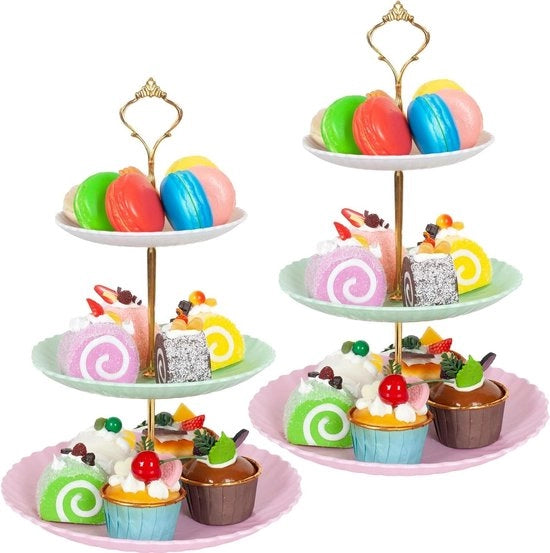 Tavolo da Dessert Portatile a 3 Livelli - Tavolo Colorato per Torta da Festa di Matrimonio Compleanno Familiare (Rondesco)