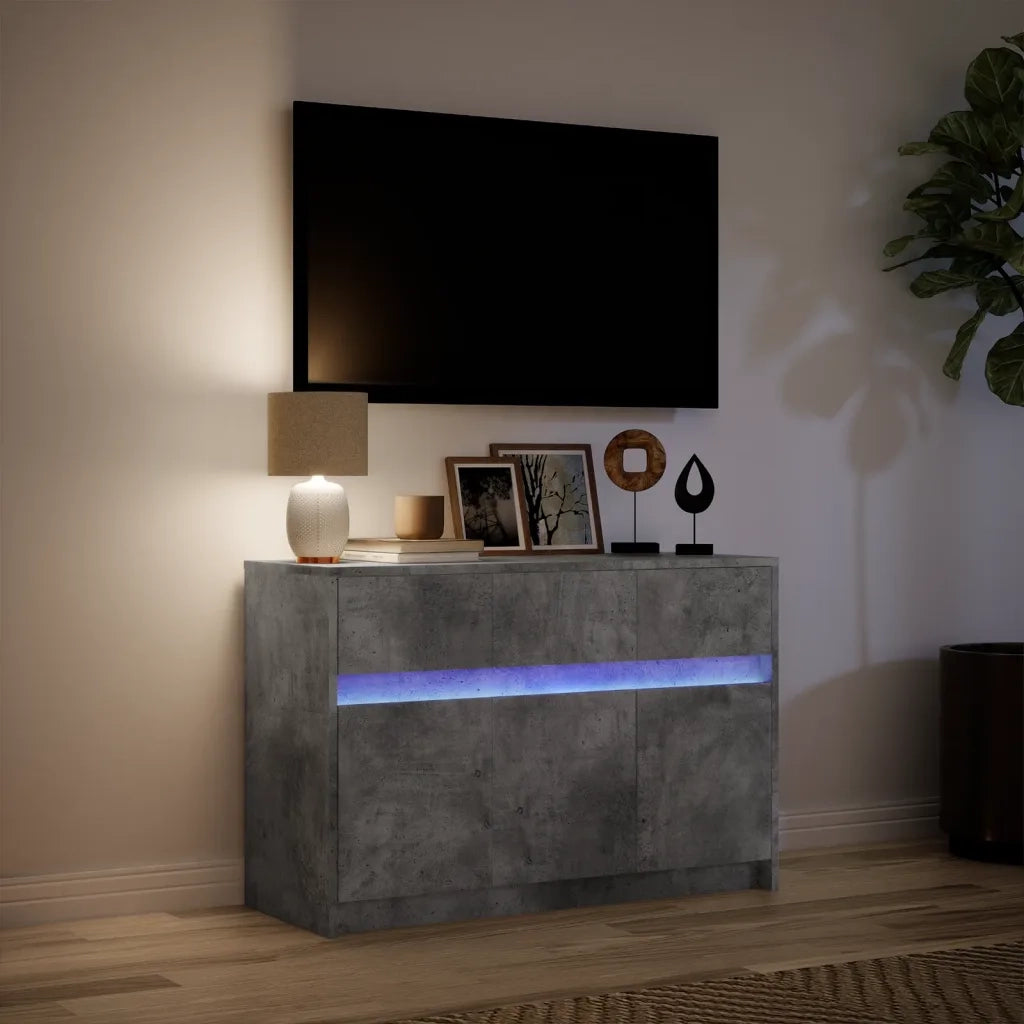 Mobile Porta TV con LED-Credenza per TV Grigio Cemento 91x34x61 cm Truciolato