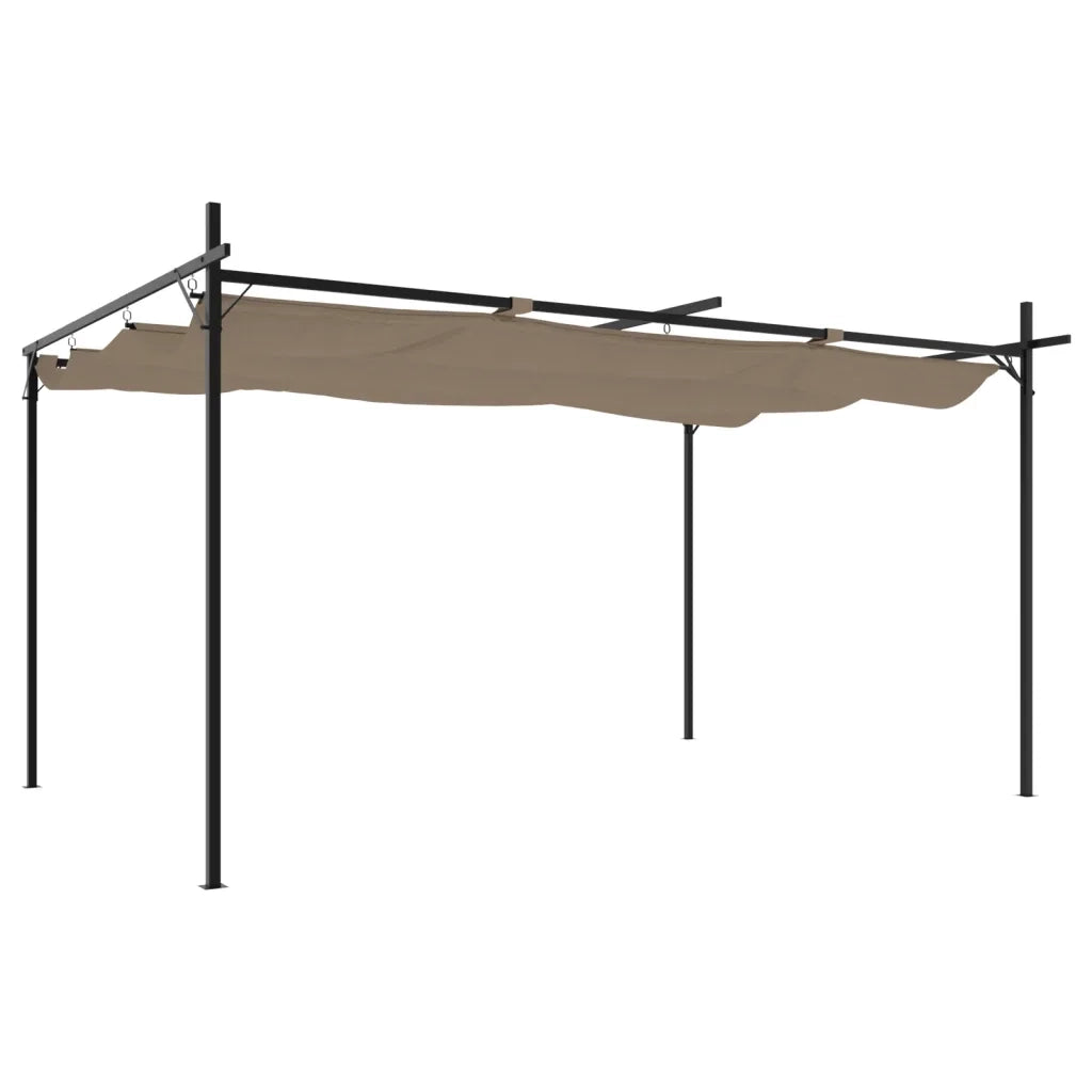 Pergola con Tetto Retrattile Tortora 395x292x230 cm 360118