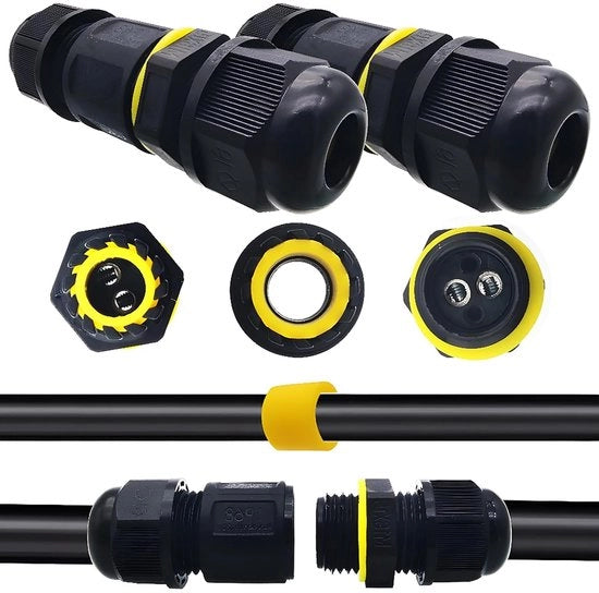 Mini scatola di connessione impermeabile per cavi Ø3-8 mm - connettore a 2 vie per acqua - estensore di cavo - adatto per esterni - IP68 - scatola di fissaggio per cavi