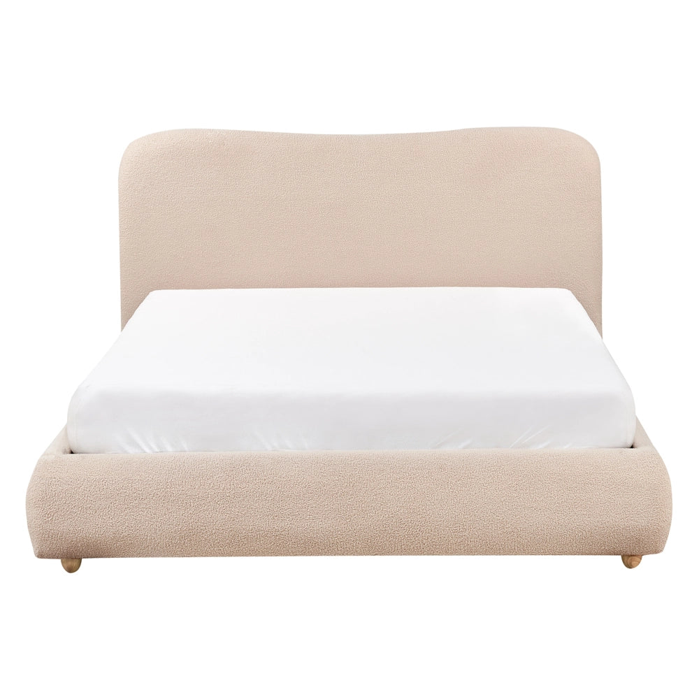 Letto matrimoniale con contenitore 140 x 200 cm bouclé beige stile minimalista