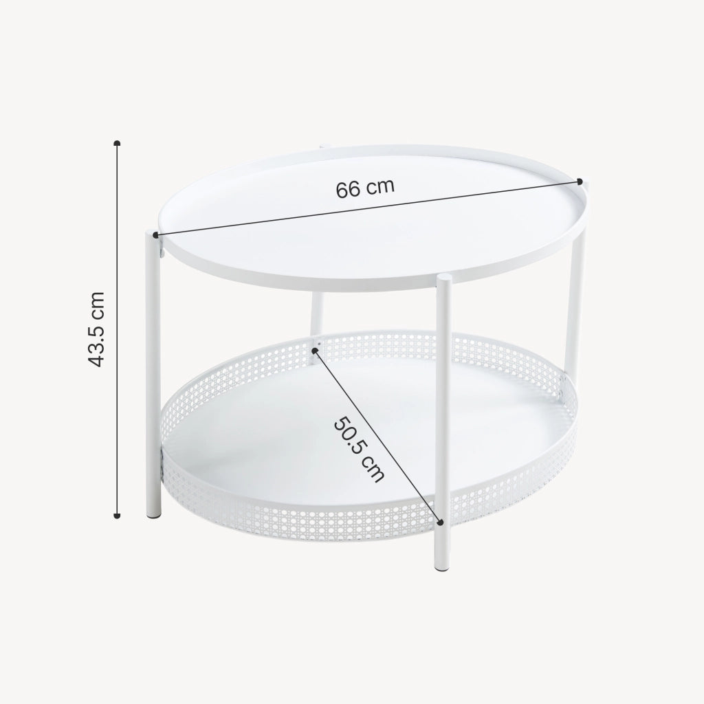 Tavolino da caffè Jäller con Doppio Ripiano e Bordi 66x51x44 cm Bianco [en.casa]