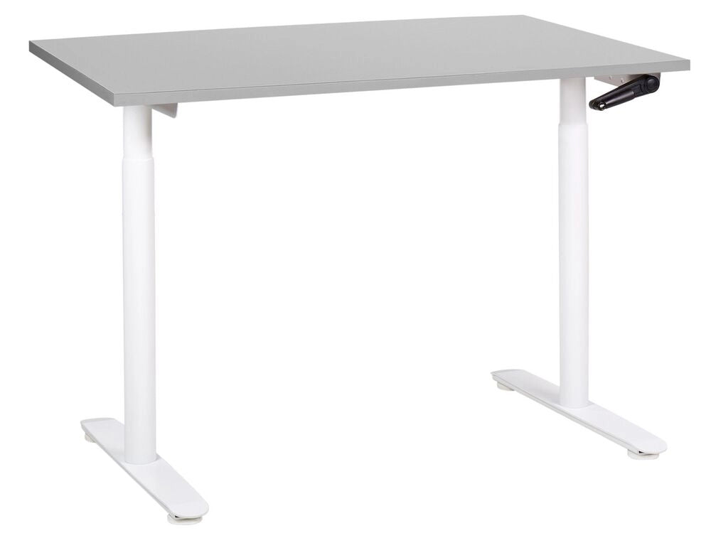 Scrivania regolabile in altezza manualmente grigio e bianco 120 x 72 cm Struttura in acciaio verniciato a polvere