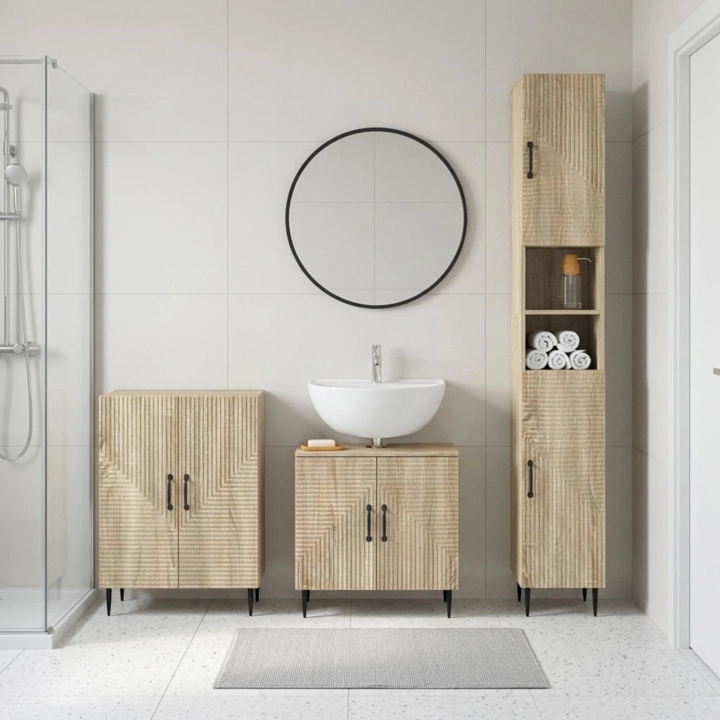Set di armadietti da bagno in 3 pezzi HAARLEM Rovere Sonoma 3417452