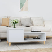 Tavolino da Salotto-Tavolino da soggiorno-Tavolo Bianco Lucido 100x50x45cm Legno Multistrato 782400