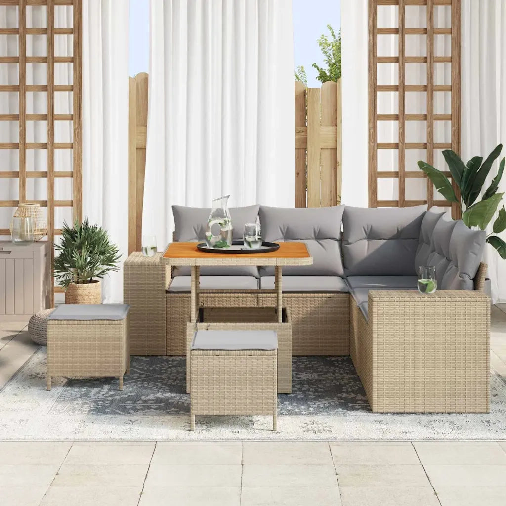 Set Divano da Giardino 8 pcs Beige e Grigio Chiaro polyrattan 3363952