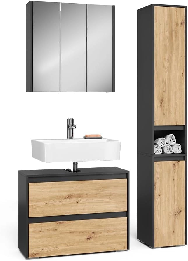 Set di mobili da bagno Majest, Antracite/Artisan, 3 parti