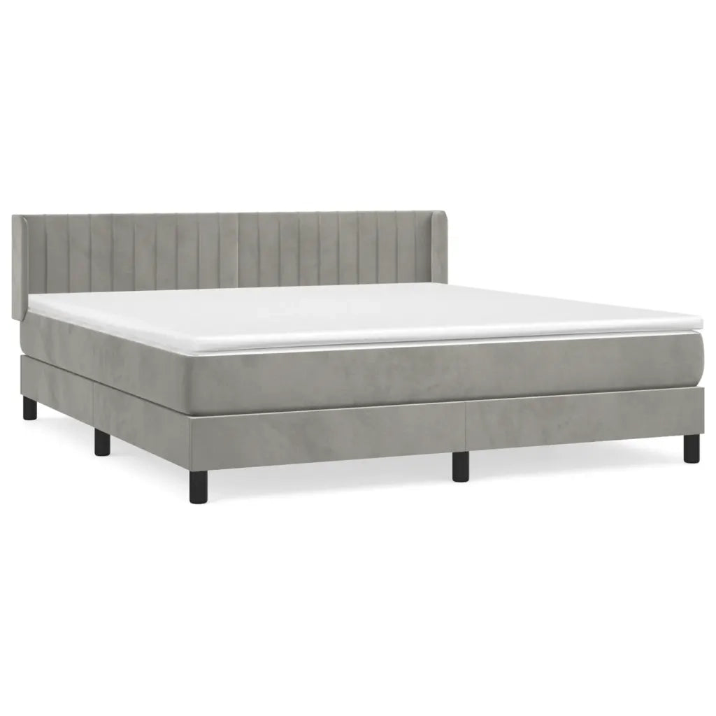 Giroletto a Molle con Materasso Grigio Chiaro 160x200cm Velluto cod mxl 36607