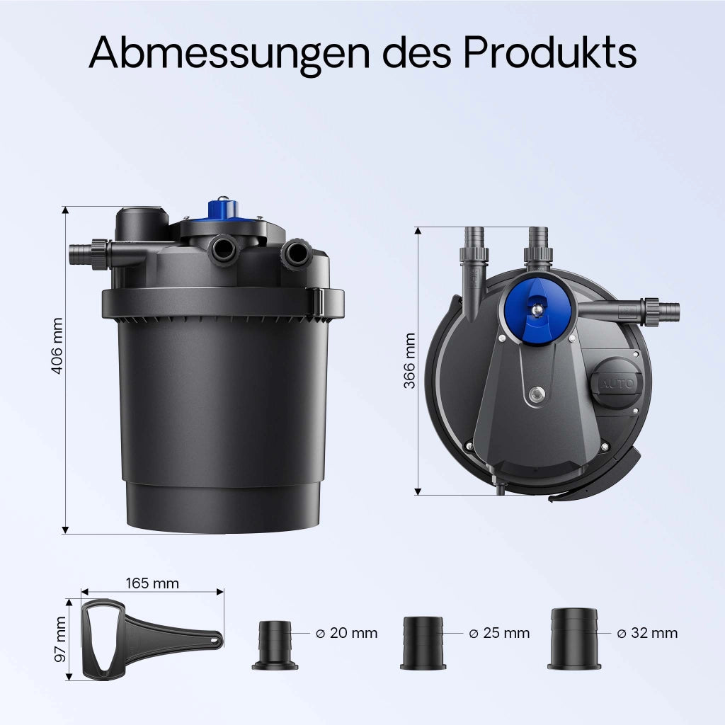 CPA-2500 Filtro a pressione per laghetto con UVC da 11 W Per laghetti fino a 6000 litri