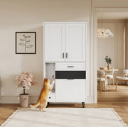 Armadio multifunzione per gatti 80x40x161 cm con ripiani regolabili; cassetti; legno ingegnerizzato bianco