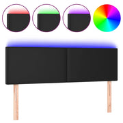 Testiera | Testata a LED Nera 144x5x78/88 cm in Similpelle