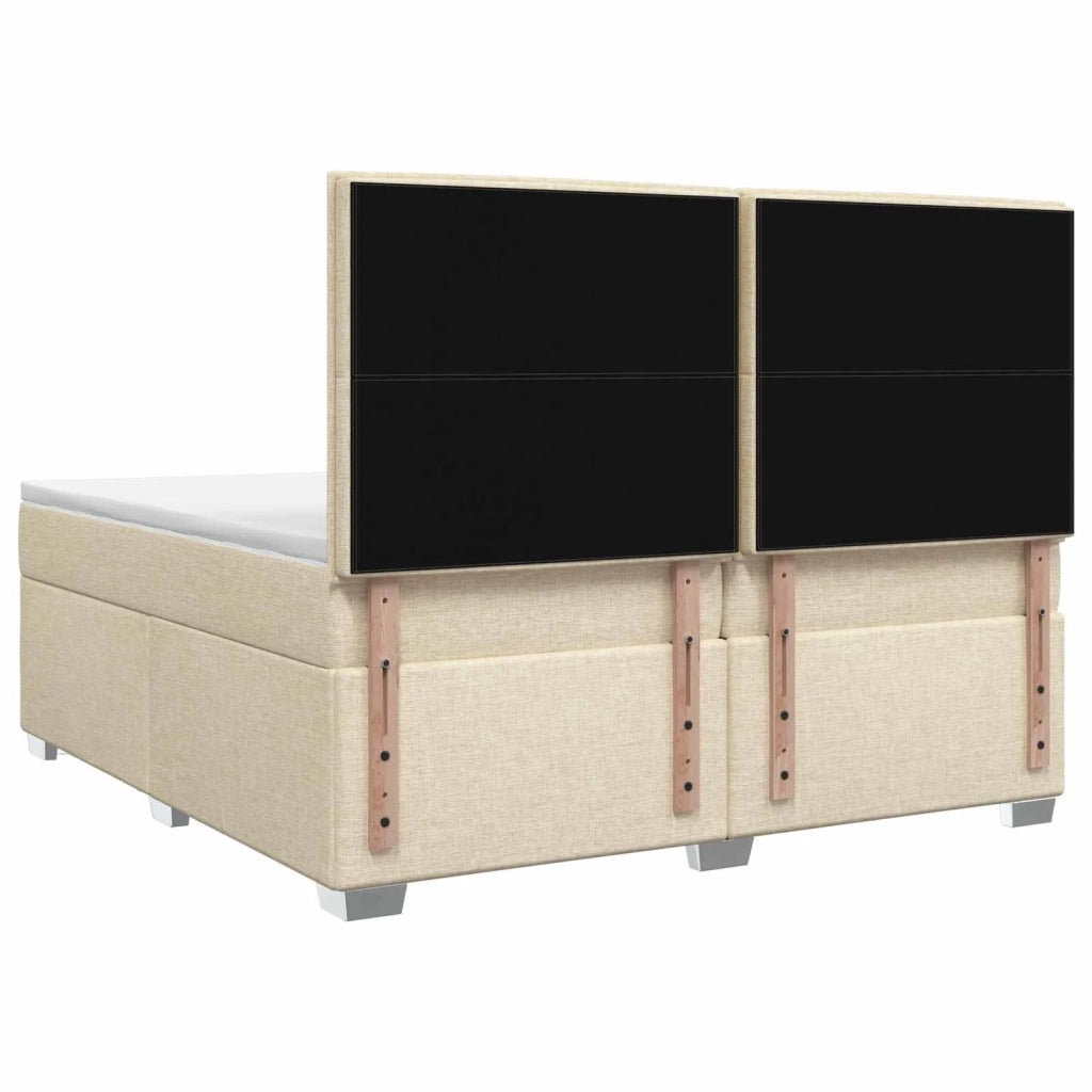 Letto box spring con materasso Crema 200 x 200 cm Tessuto 3454962