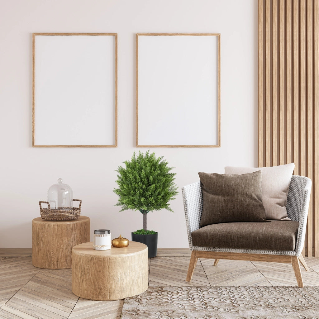 Pianta Finta Albero Cedro con Vaso Incluso per Interno ed Esterno, Altezza 55 cm, Verde