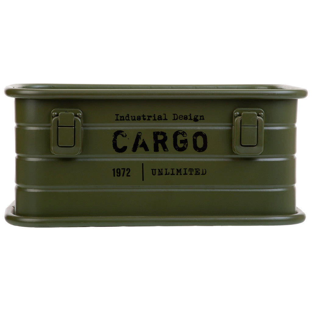 Cesto rettangolare in metallo stampato verde 32x21x14