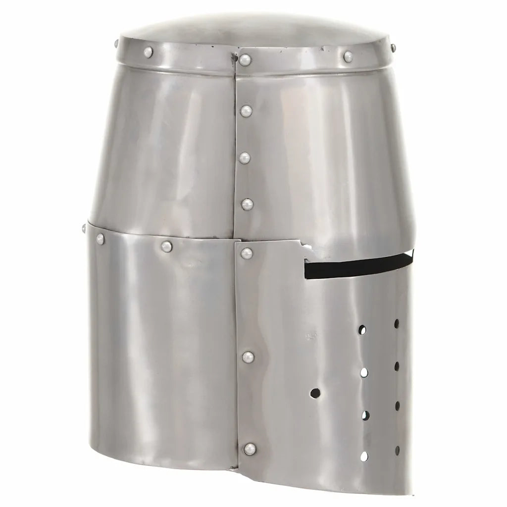 Elmo da Cavaliere Medievale Antico LARP in Acciaio Argento 286117