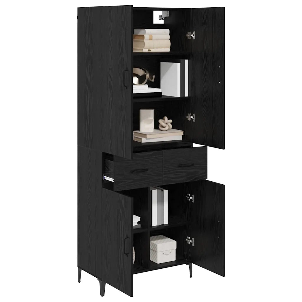 Credenza Rovere Nero 69,5 x 34 x 180 cm Legno multistrato