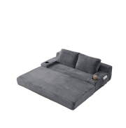 Divano Letto 2-in-1 in Velluto a Coste con Portabicchieri e Tasche Laterali