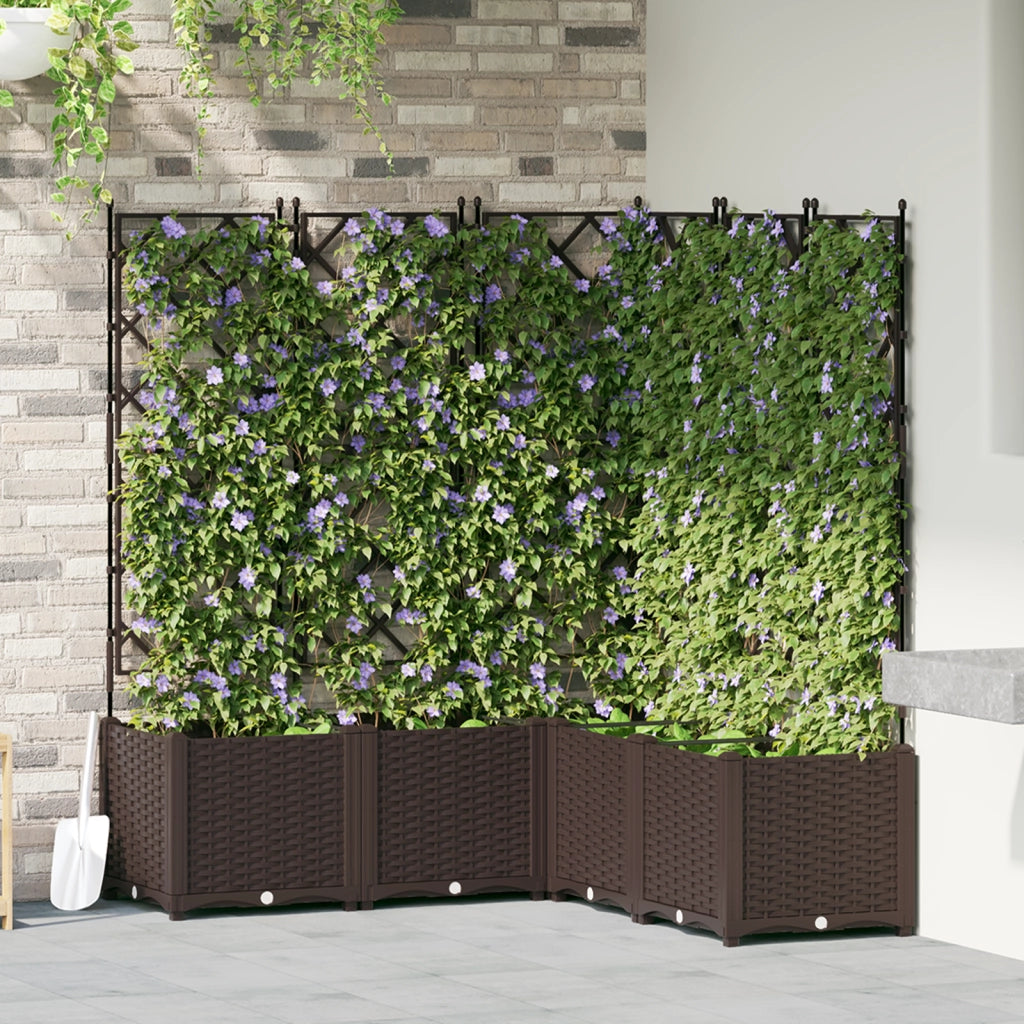 Fioriera da Giardino con Trellis 5 pz Marrone 120x120x143 cm