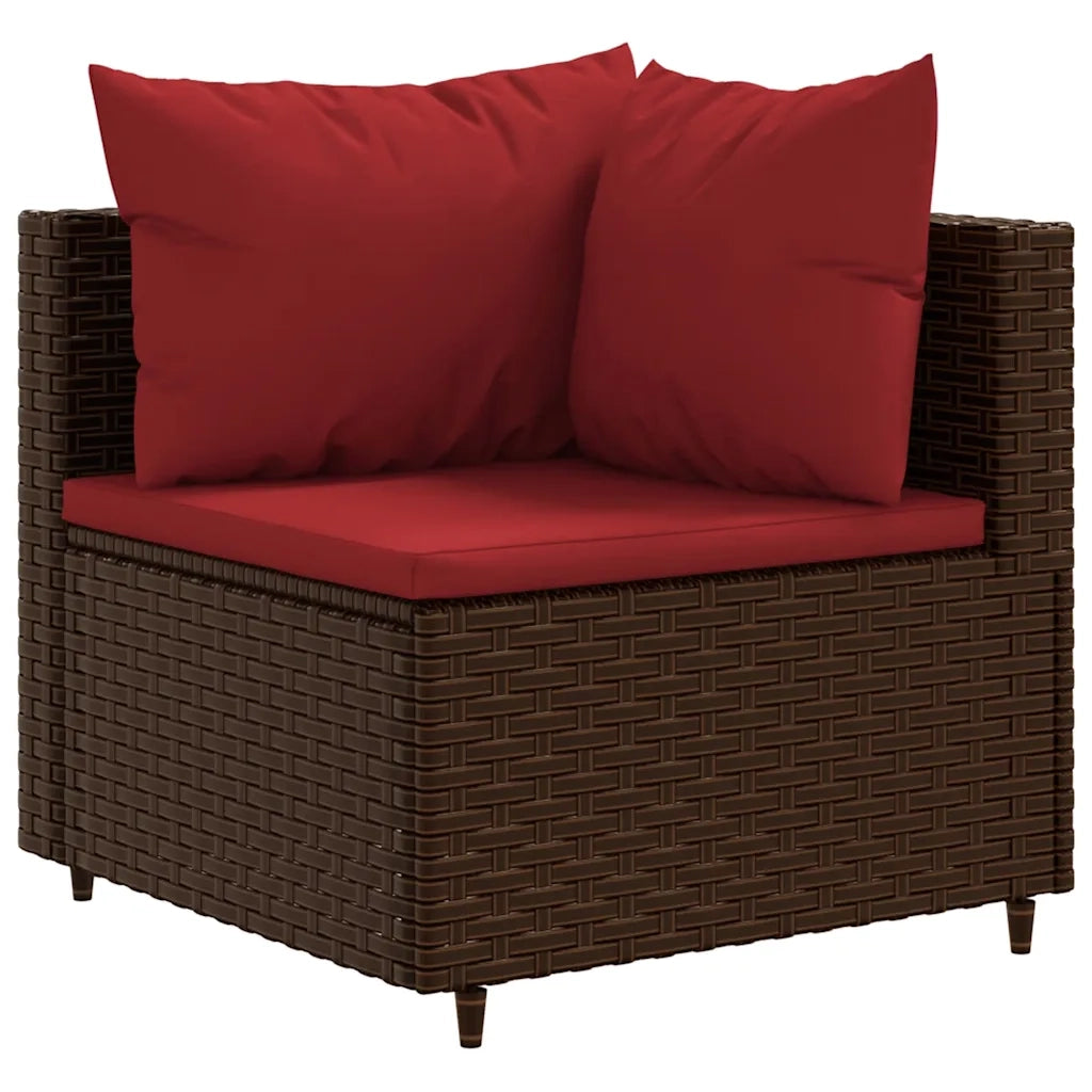 Set Divani da Giardino 7 pz con Cuscini in Polyrattan Marrone